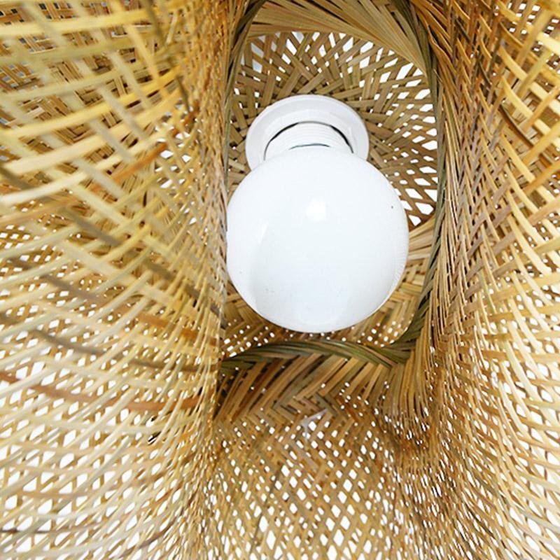 Rattan Wave Pendant Light Modern Rustic Bamboo Ceiling Light