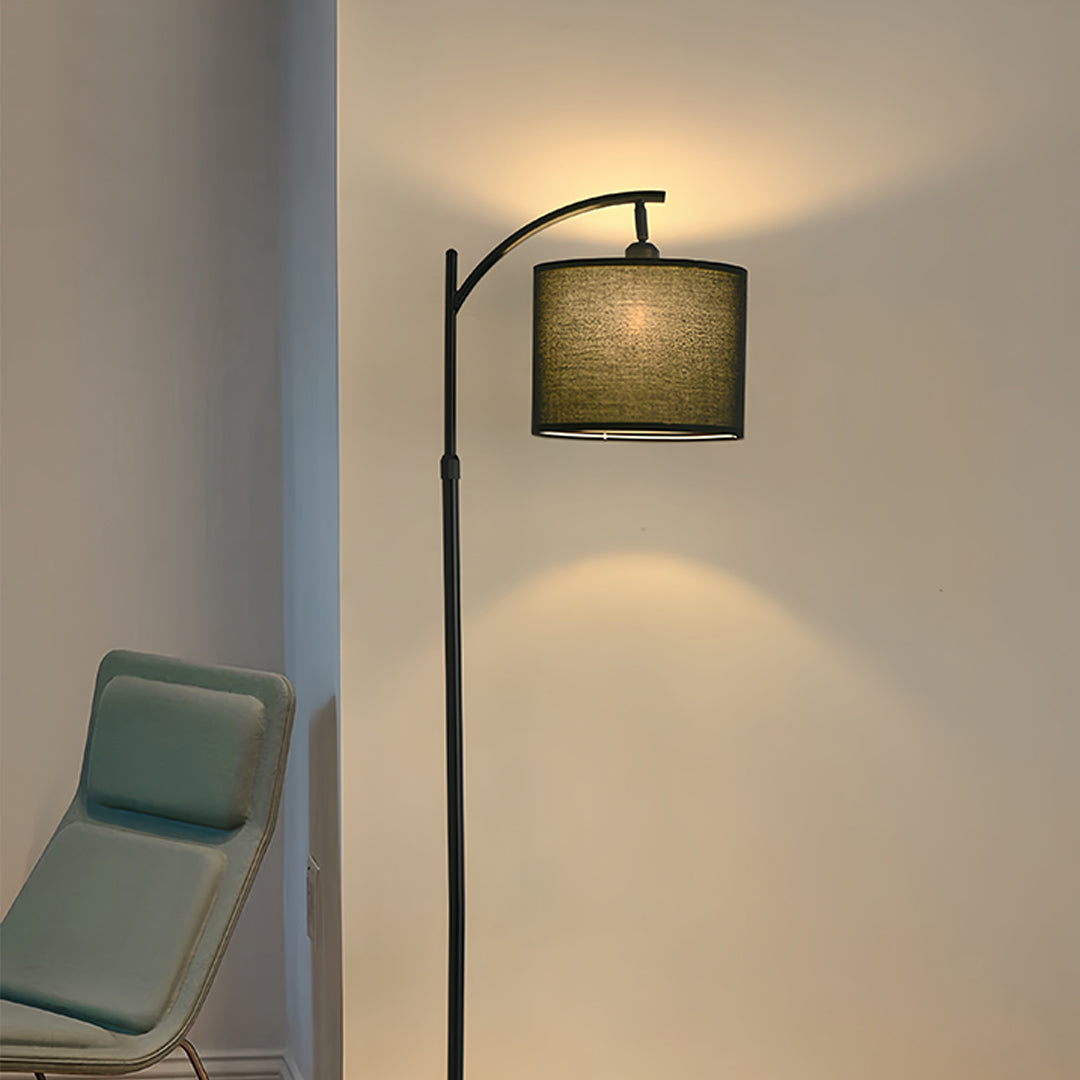 Fabric Shade Floor Lamp Minimalist Arc Metal Living Room Arched Lamp