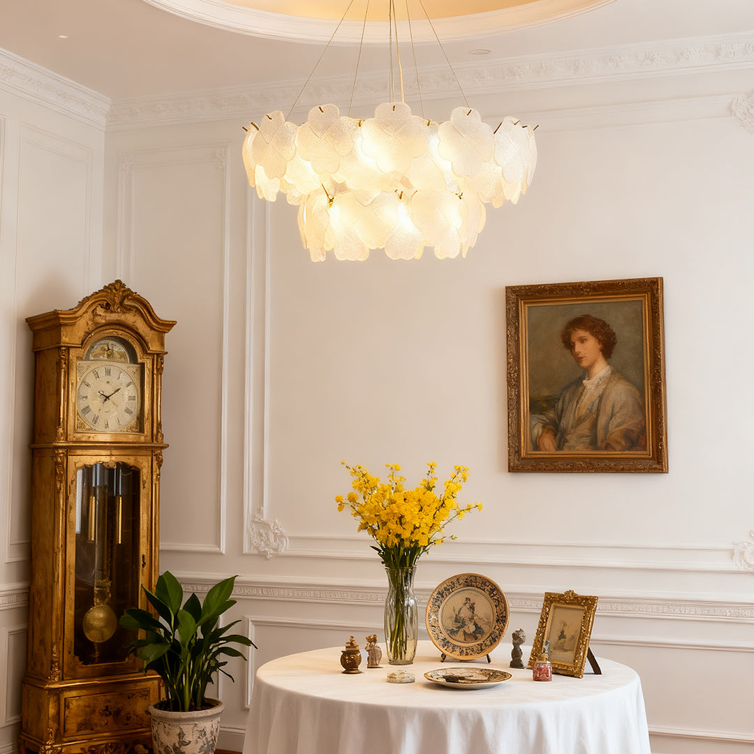 Artistic Glass Chandeliers French Flower Ceiling Lights