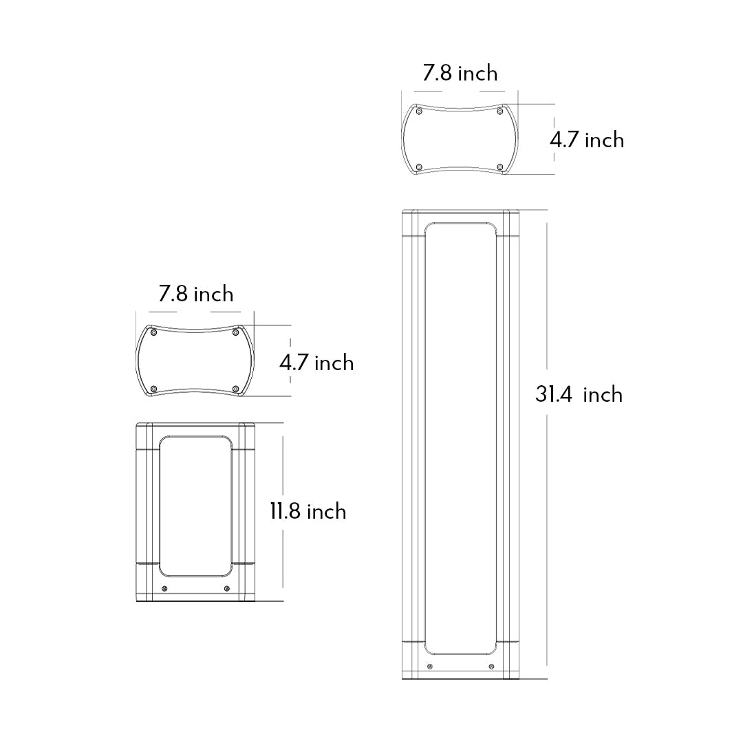 Square LED Garden Outdoor Bollard Light Minimalist Pathway Lighting