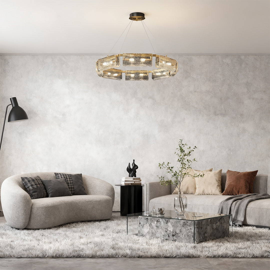 Rectangular Glass Chandelier Italian Luxury Full Brass Ceiling Light