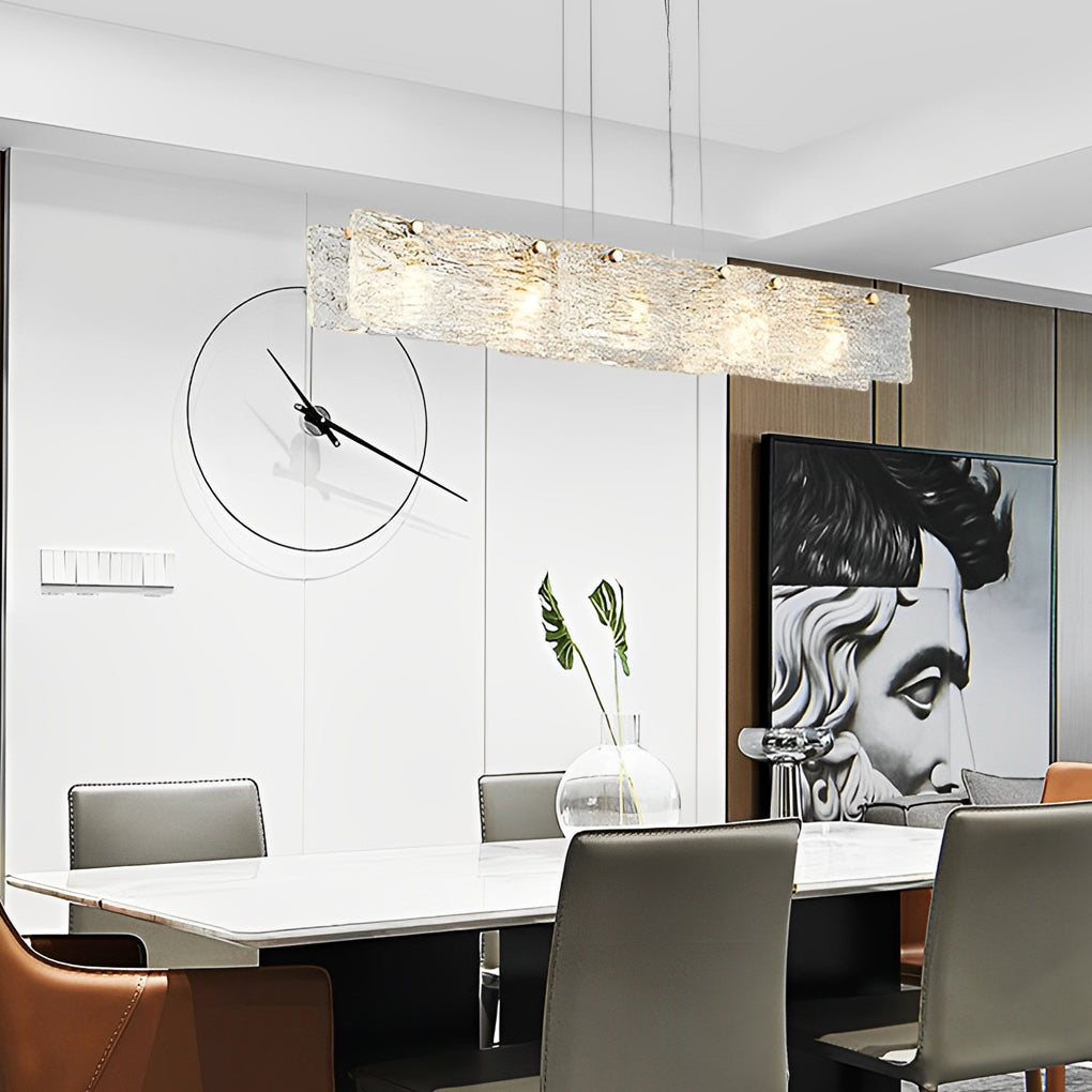 Rectangular Glass Chandelier Modern LED Luxury Ceiling Light