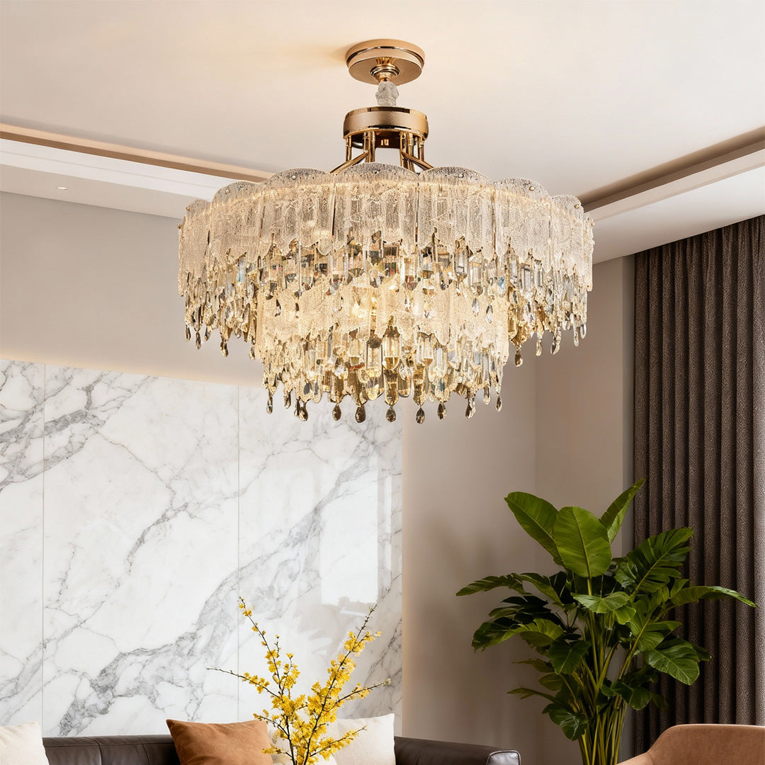 Glass Fringe Chandeliers French Luxury Crystal Ceiling Light