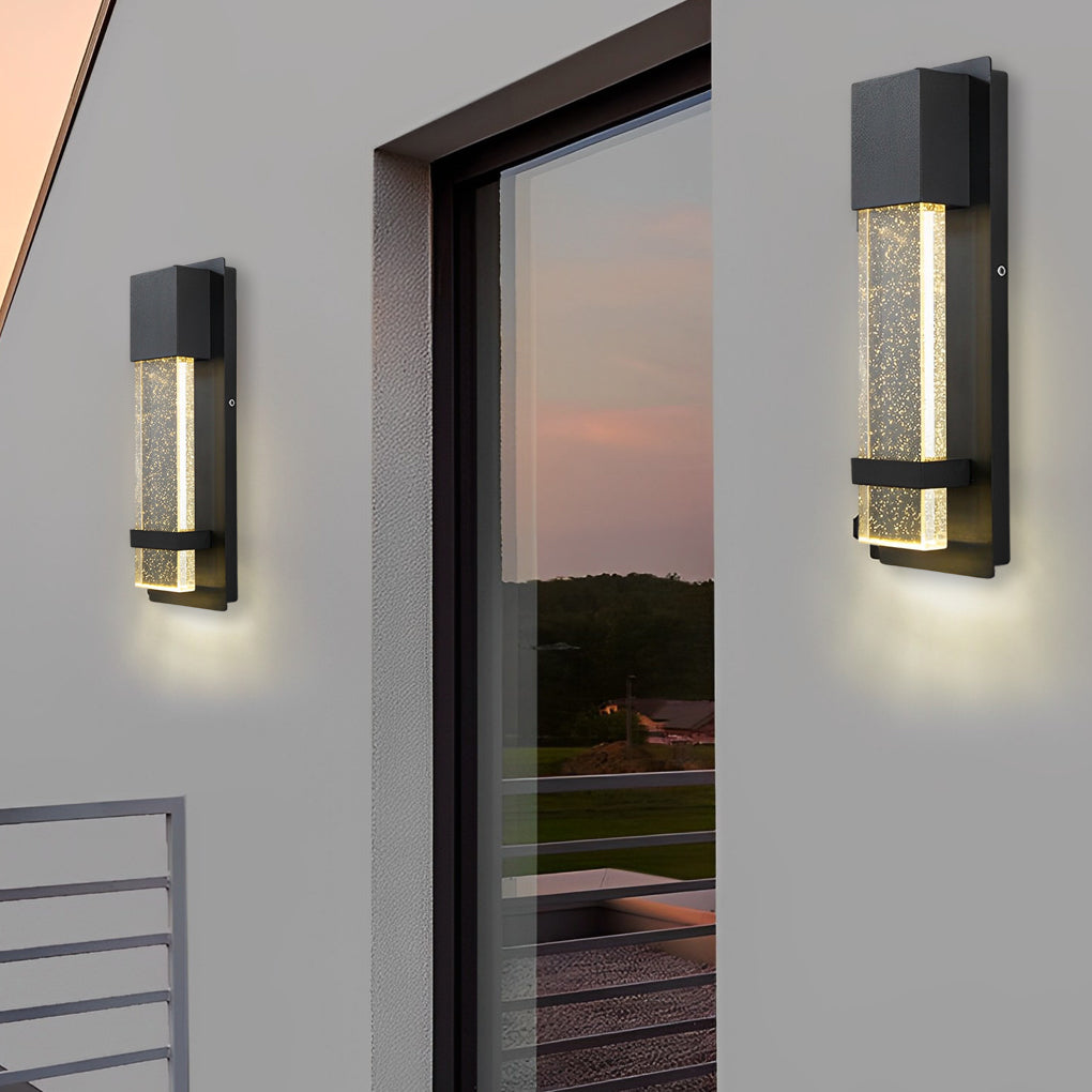 Rectangular Outdoor Wall Lights Minimalist Bubble Glass LED Light