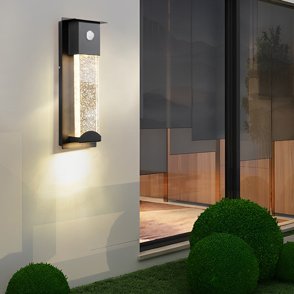 Rectangular Outdoor Wall Lights Minimalist Bubble Glass LED Light