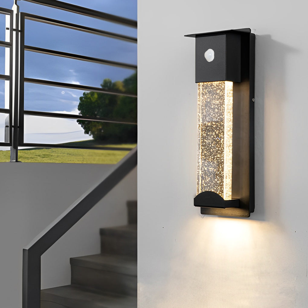 Rectangular Outdoor Wall Lights Minimalist Bubble Glass LED Light