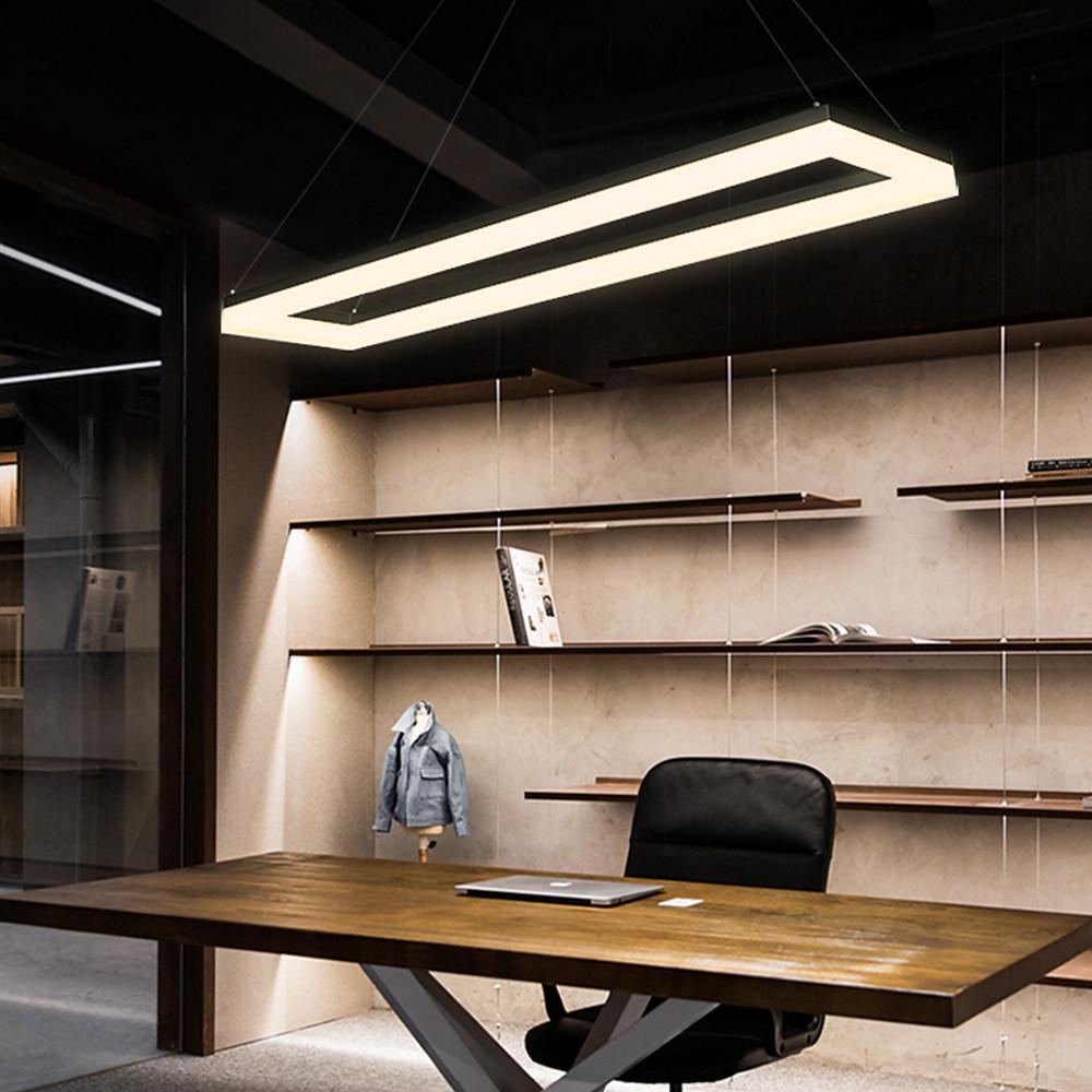 Rectangular Pendant Light LED Black Modern Ceiling Light