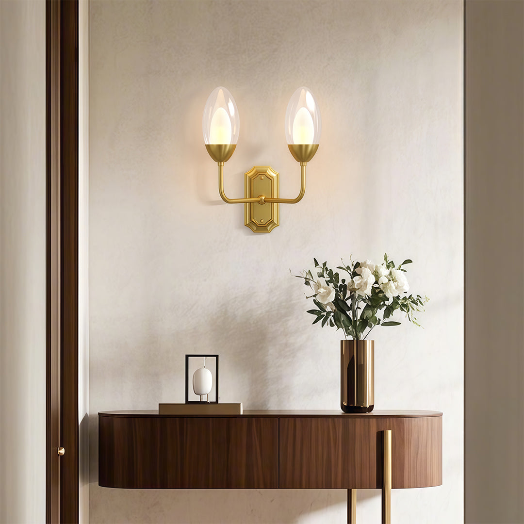 Glass Wall Light Modern Luxury Full Copper Dual Head Lamp