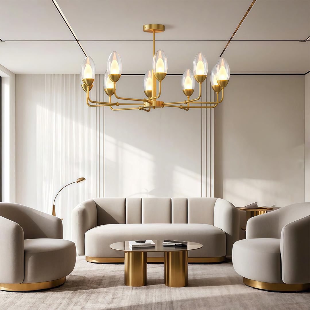 Modern Minimalist Chandelier Full Copper Luxury Ceiling Light