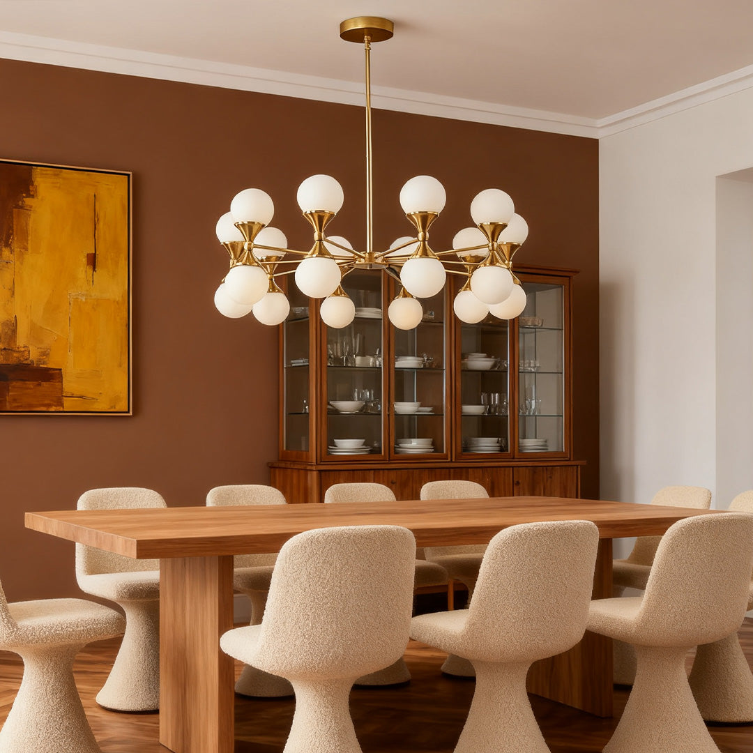 Bubble Glass Chandeliers Stylish Full Copper Nordic Ceiling Light