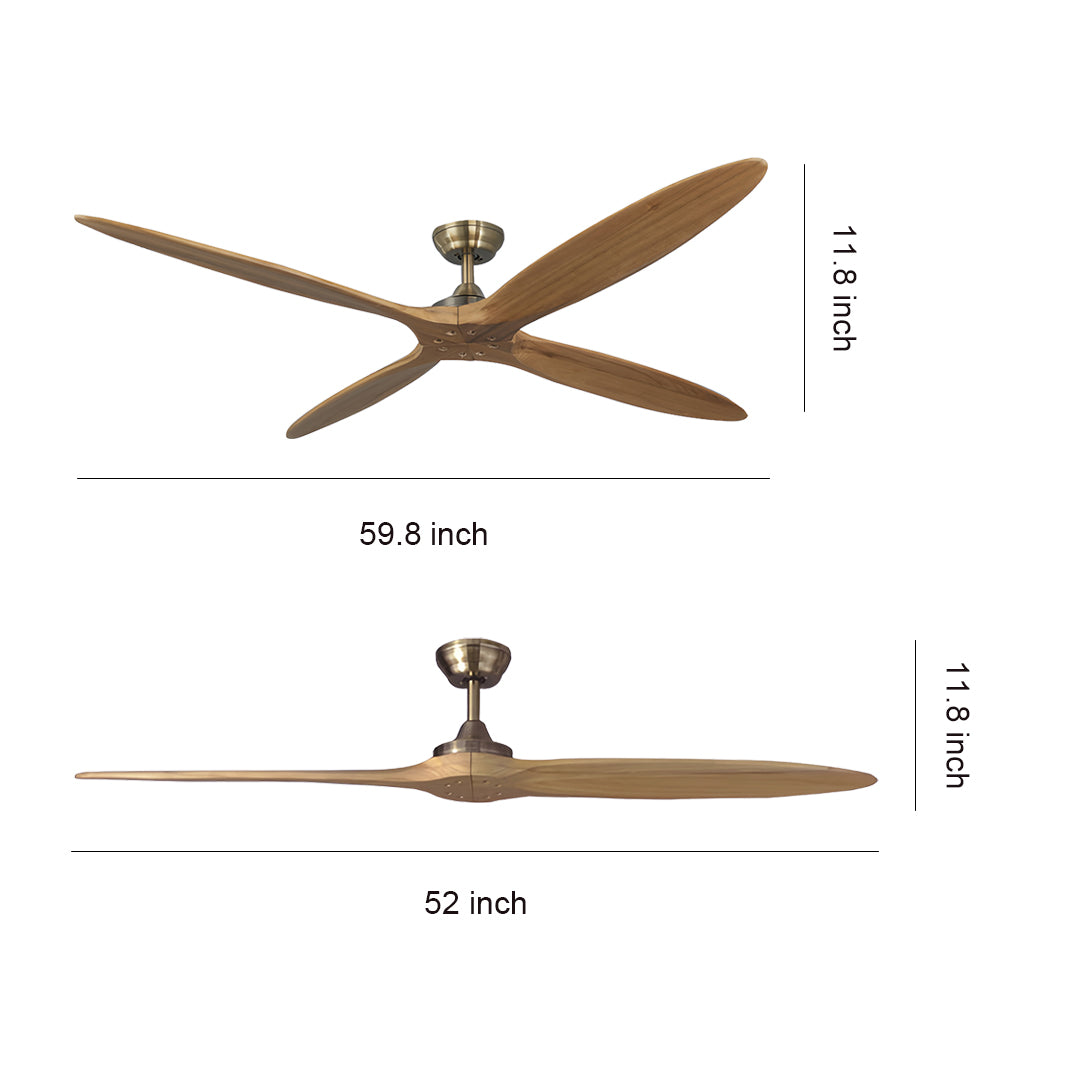 Remote Controlled Ceiling Fan Modern Style Large Wood Propeller Fan