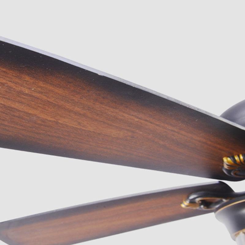 Retro Ceiling Fan Light Country Style Metal Brown Blades Light