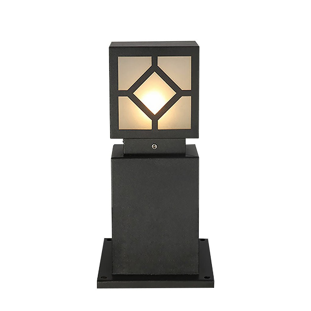 Elegant Solar-Powered Square Bollard Light Retro European Garden Lighting