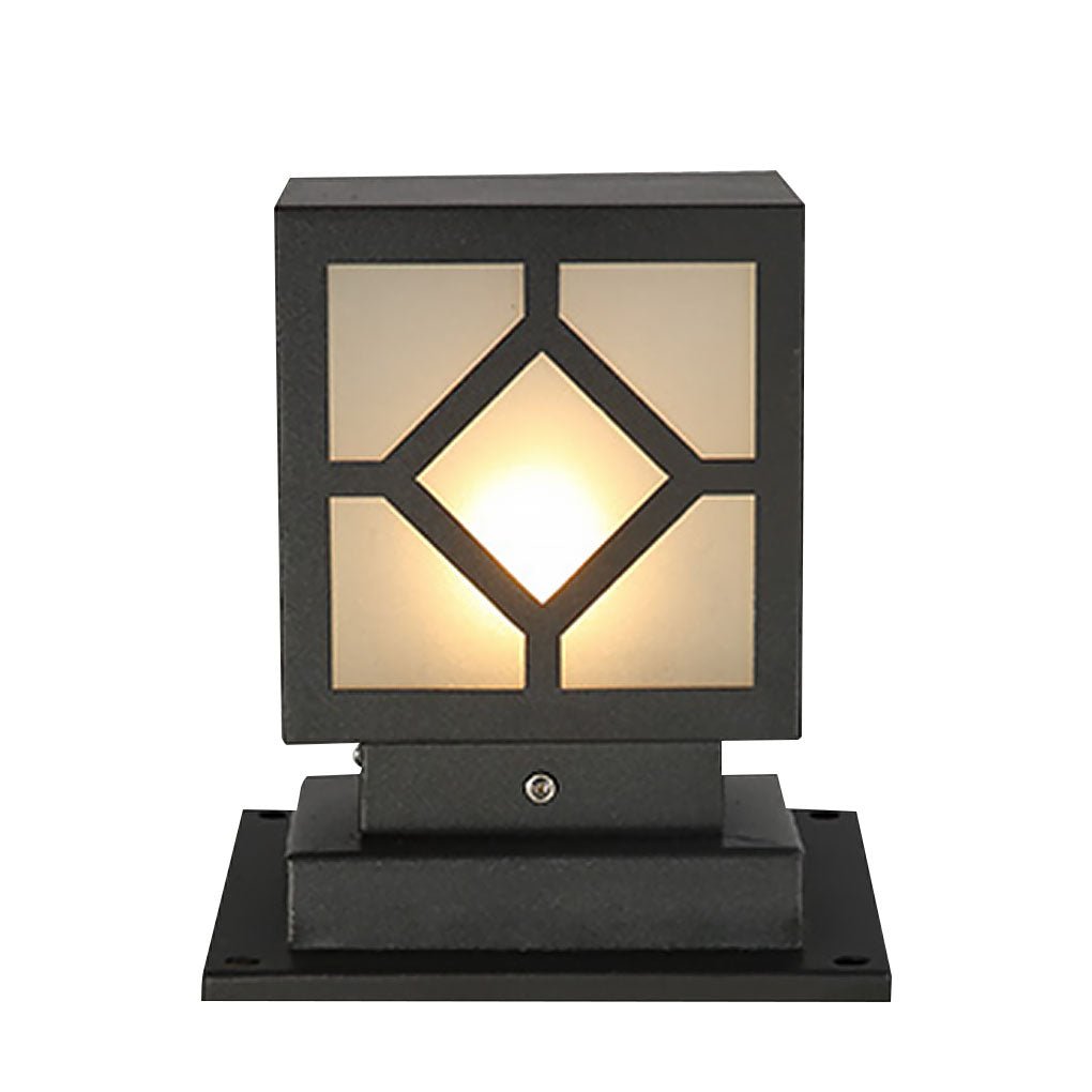 Elegant Solar-Powered Square Bollard Light Retro European Garden Lighting