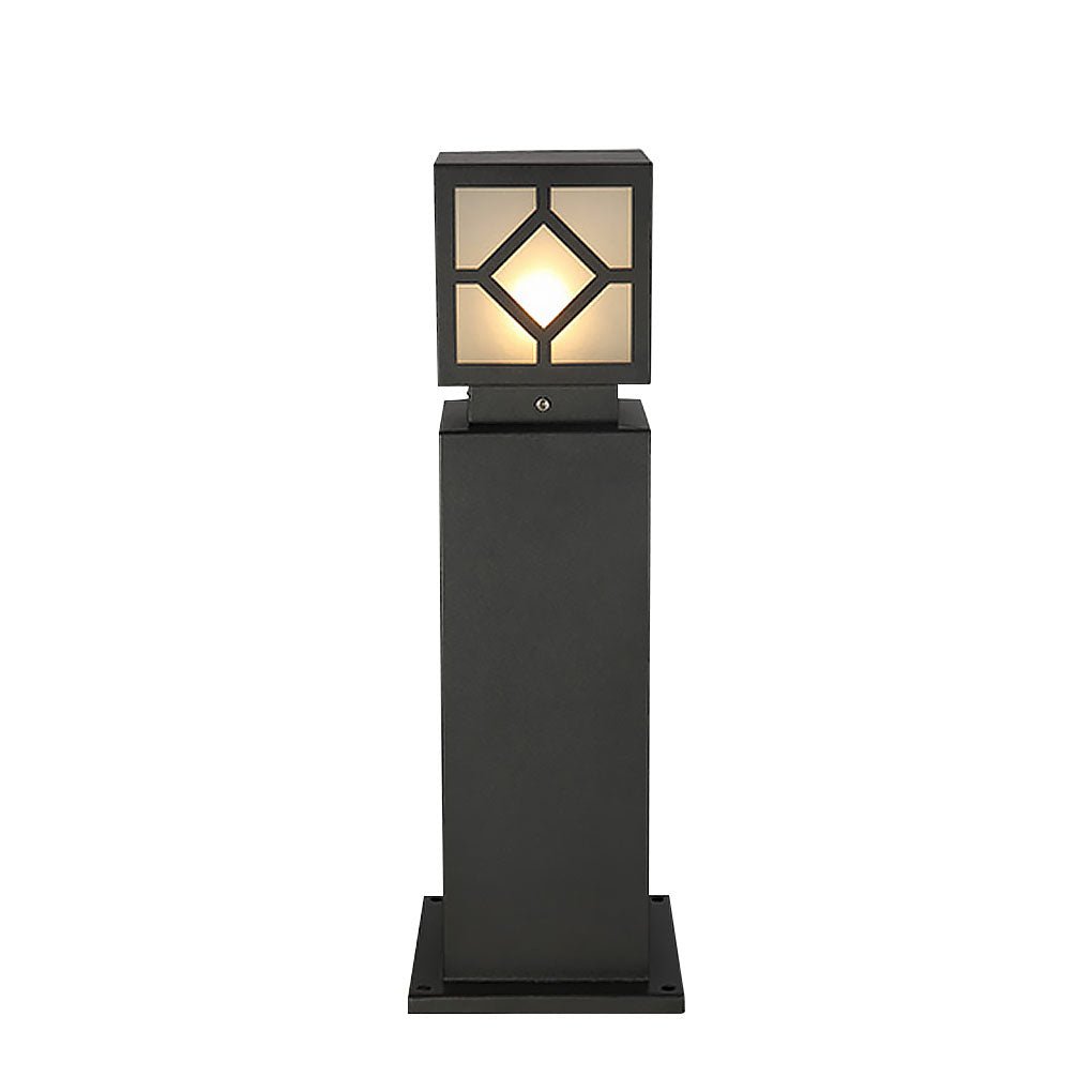 Elegant Solar-Powered Square Bollard Light Retro European Garden Lighting