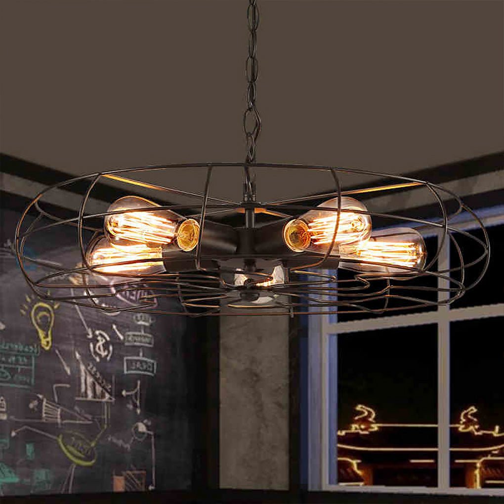 Retro Nostalgic Creative Personality Industrial Ceiling Fan Chandelier for Cafe Restaurant