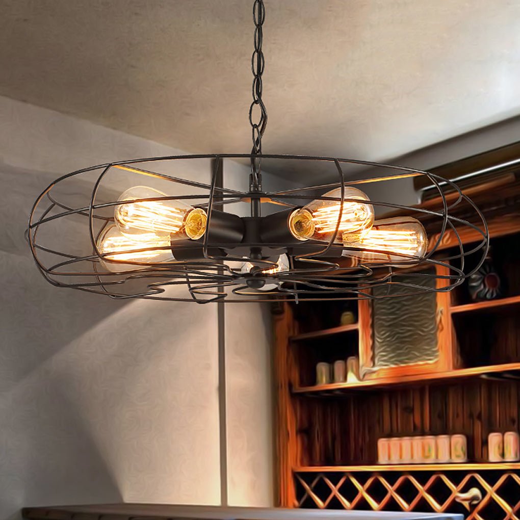 Retro Nostalgic Creative Personality Industrial Ceiling Fan Chandelier for Cafe Restaurant