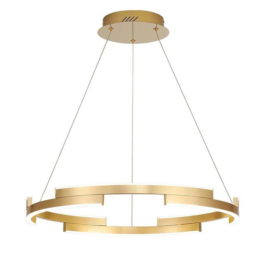 Ring Chandelier Brass Modern Interlocking Round Gold Foil Light