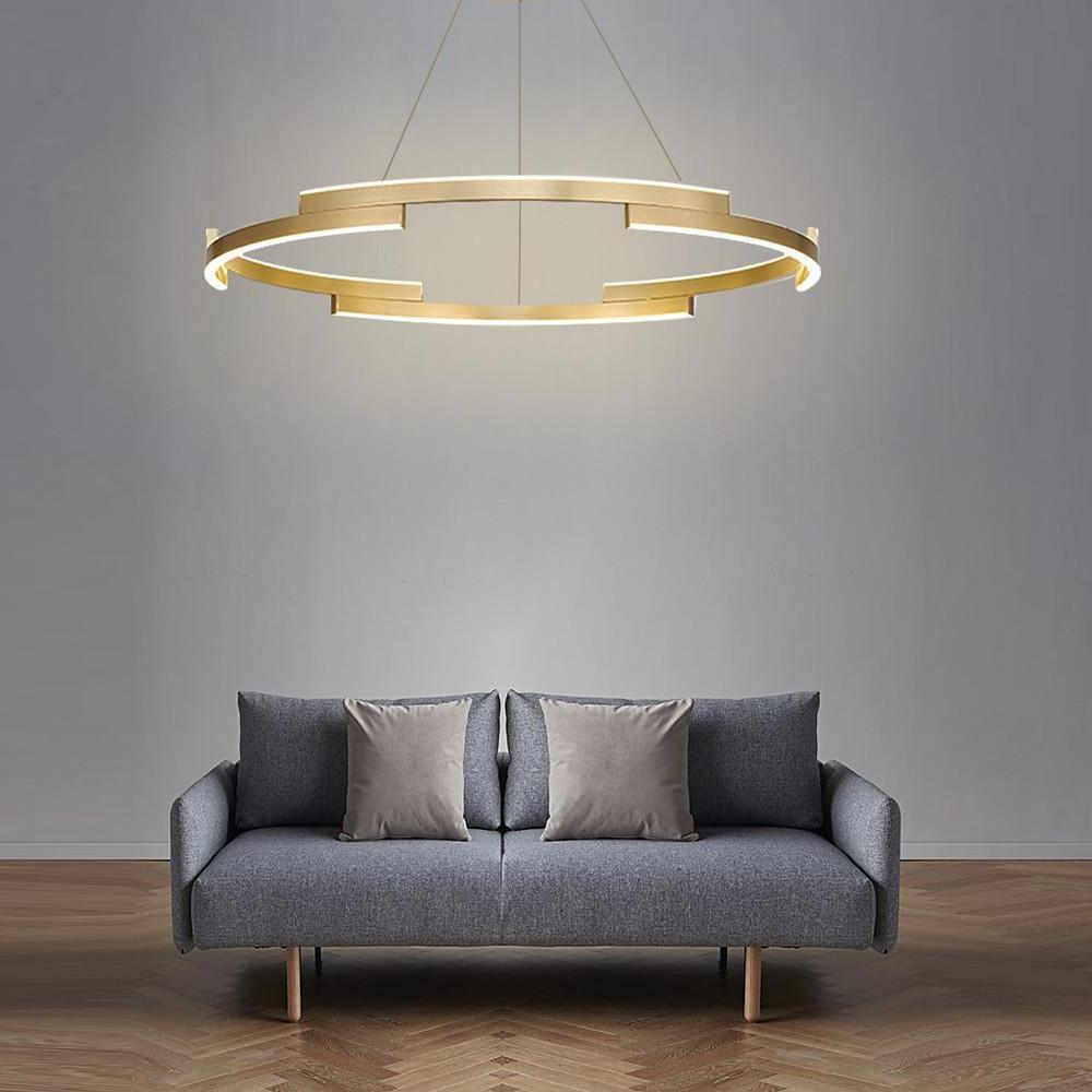 Ring Chandelier Brass Modern Interlocking Round Gold Foil Light