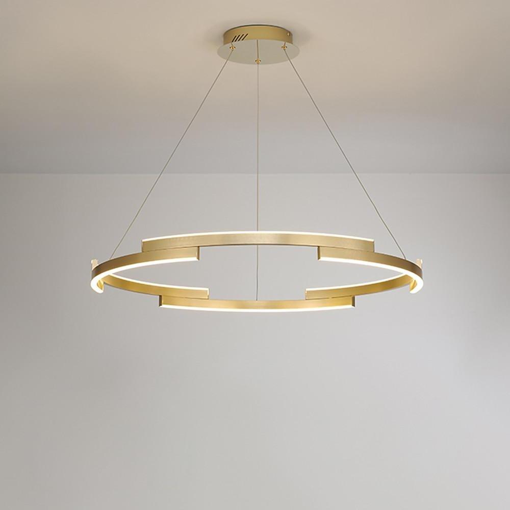 Ring Chandelier Brass Modern Interlocking Round Gold Foil Light