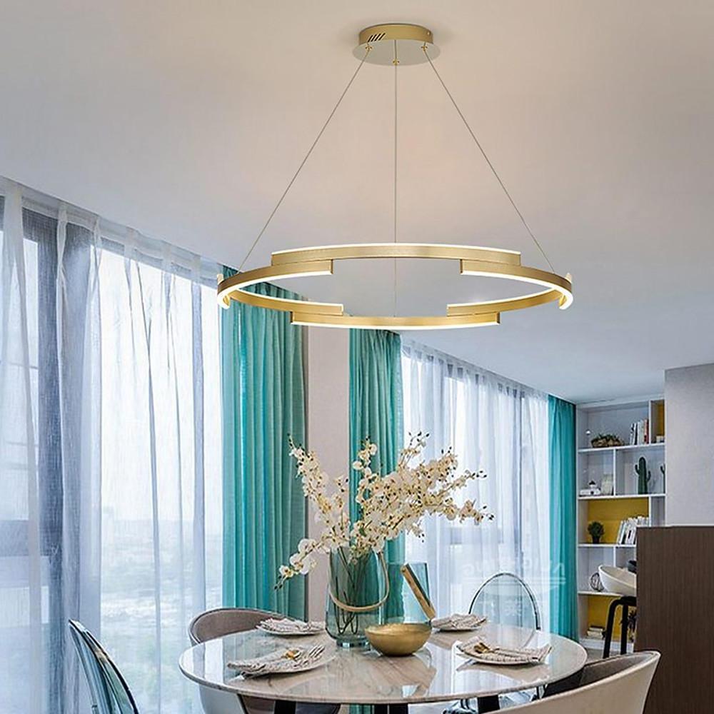 Ring Chandelier Brass Modern Interlocking Round Gold Foil Light