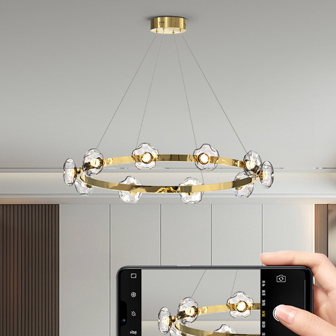 LED Dome Glass Ring Chandeliers Nordic Modern Ceiling Light