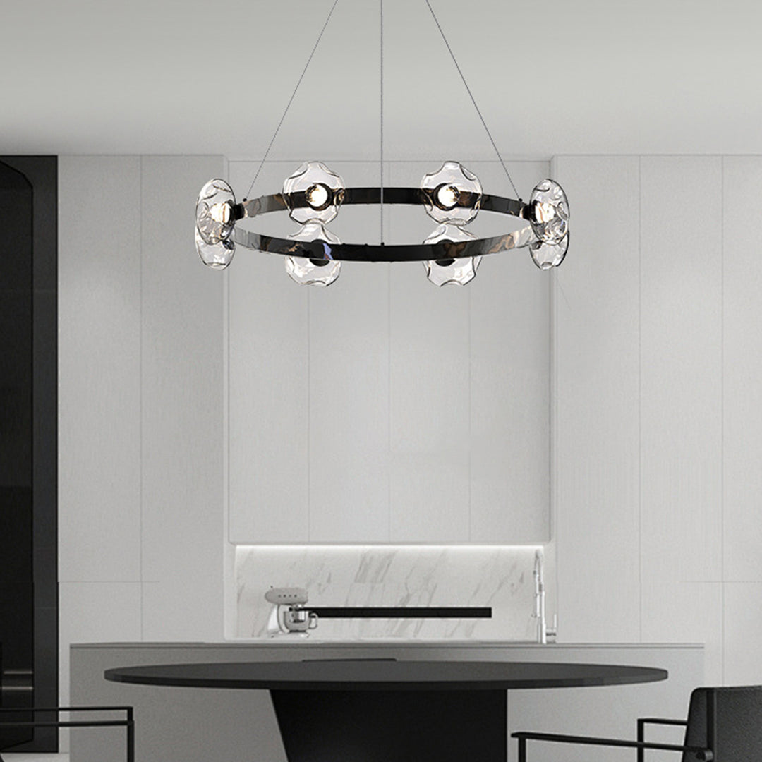 LED Dome Glass Ring Chandeliers Nordic Modern Ceiling Light
