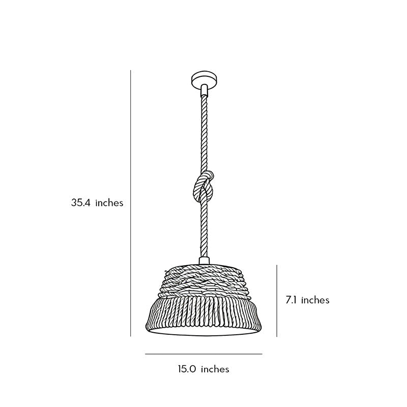 Rope Pendant Lights Vintage Industrial Style Hemp Iron Ceiling Light