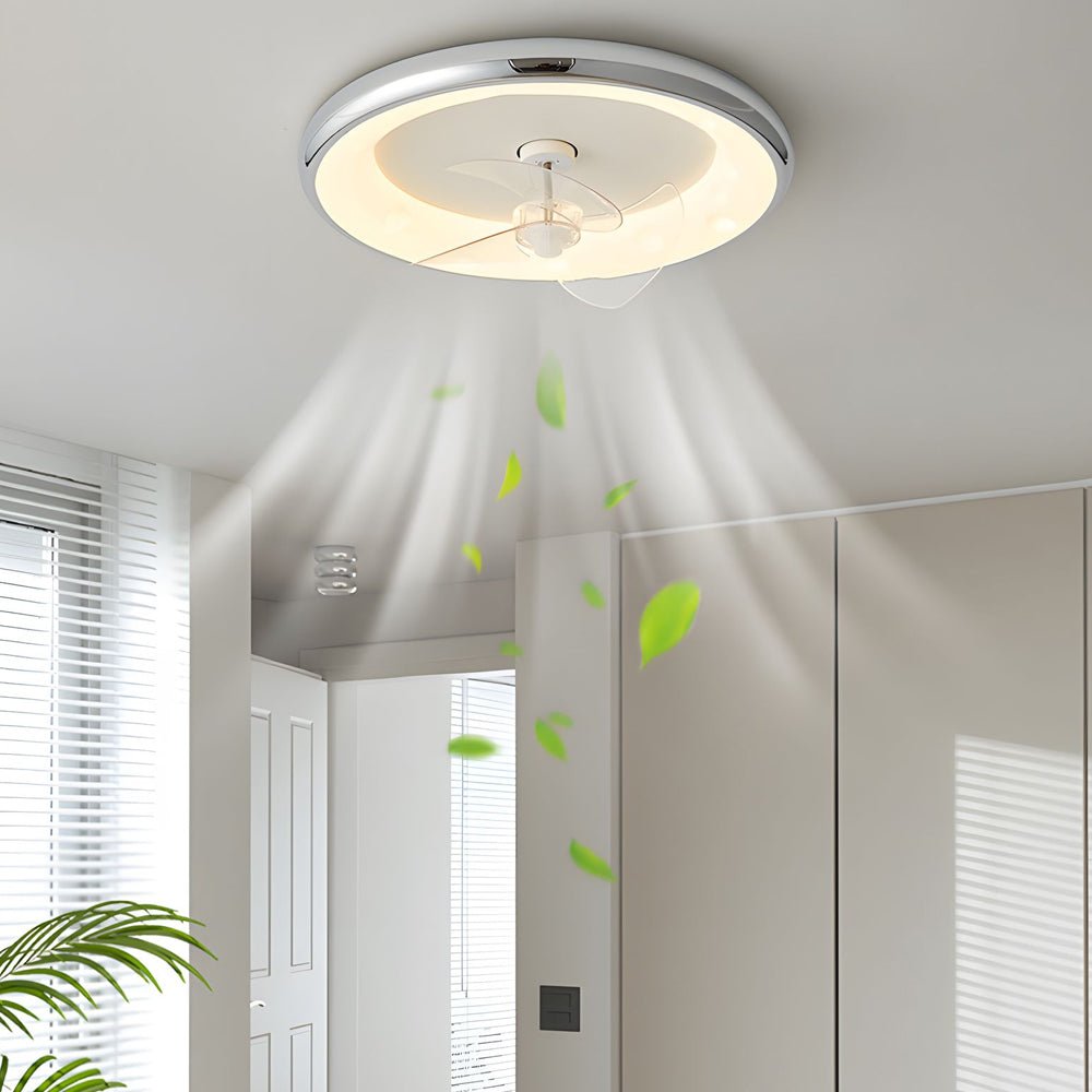 Round Ceiling Fan with Light Remote‑controlled 3‑blade Light