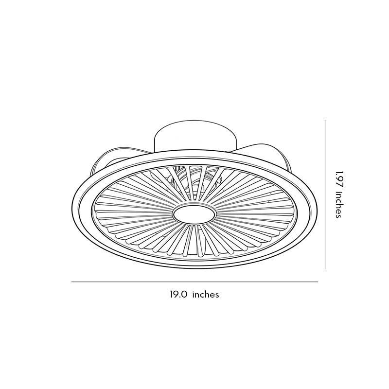 Round Ceiling Fan with Light Modern Leafless LED Light