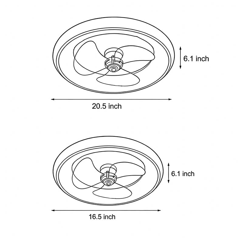 Round Ceiling Fan with Light Remote‑controlled 3‑blade Light