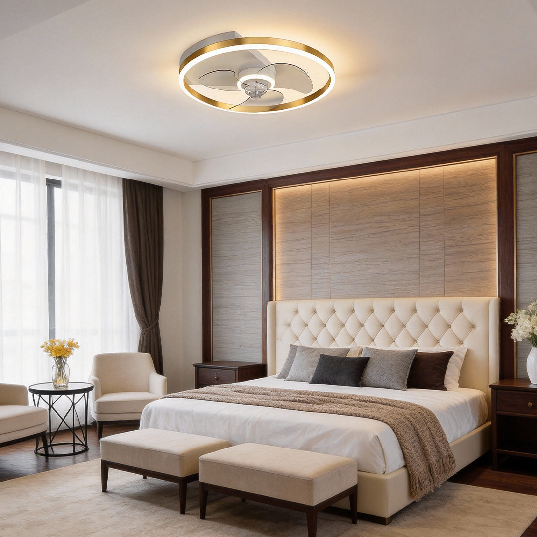 Round Ceiling Fan with Light Modern Silent Ceiling LED Light