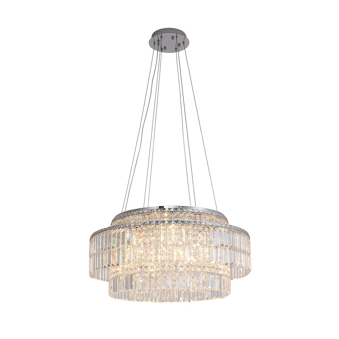 Chandelier with Round Crystals Minimalist Adjustable Ceiling Light