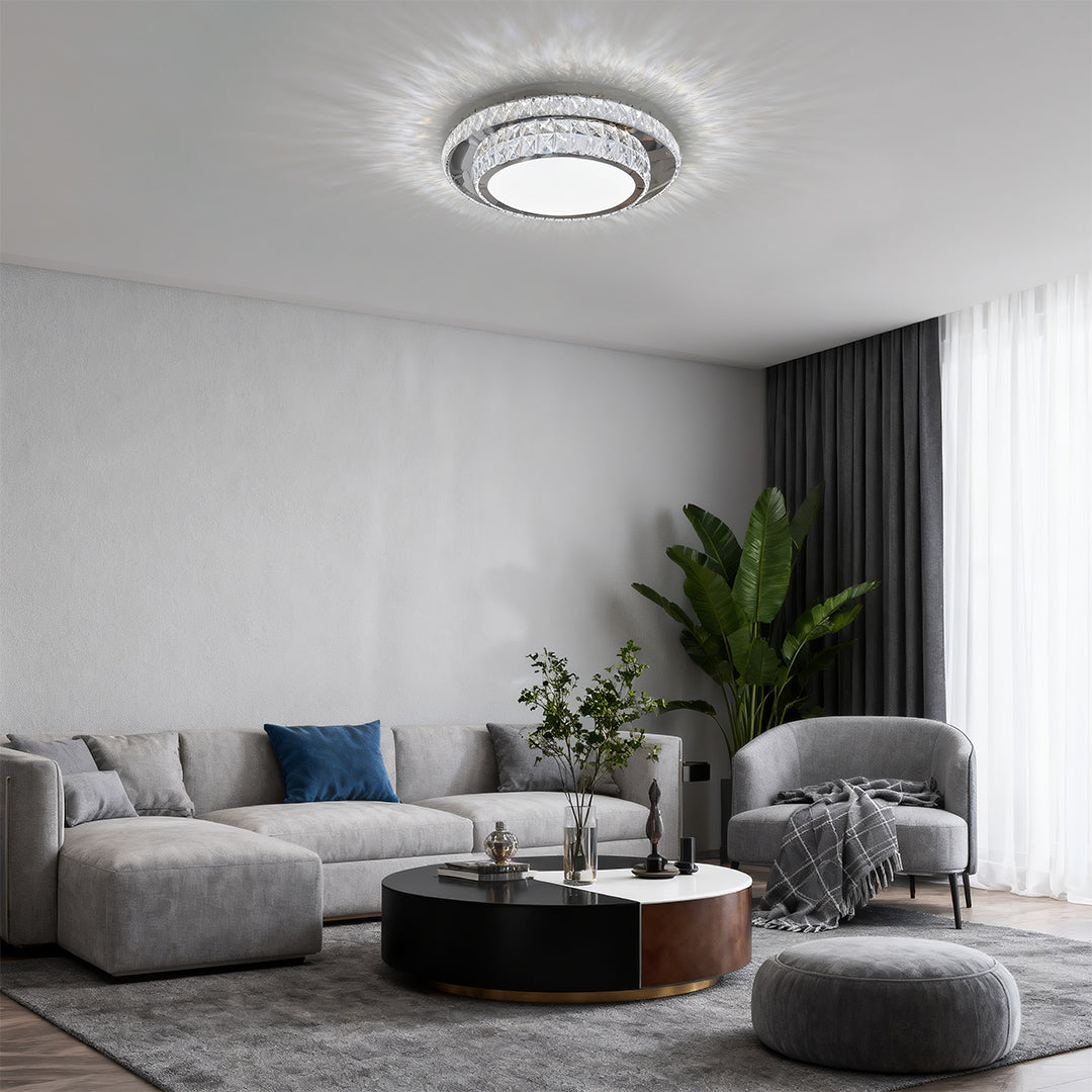 Flush Mount Crystal Light Fixture Luxury Stainless Steel Lamp