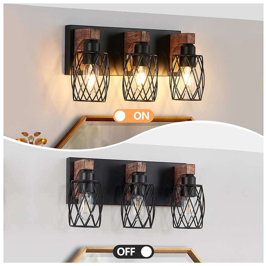 Black Vanity Bathroom Lights Metal Cage Mirror Lamp