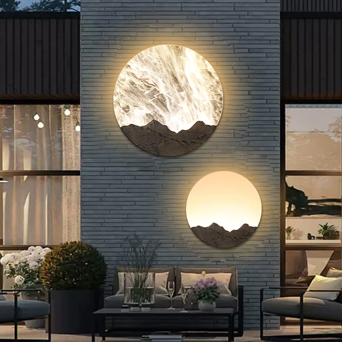 Round Outdoor Sconce LED Waterproof Sunrise Round Decorative