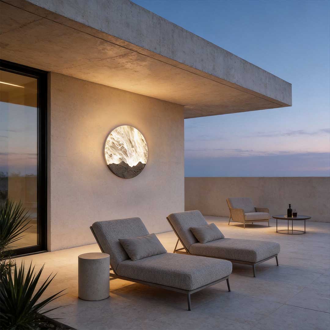 Round Outdoor Sconce LED Waterproof Sunrise Round Decorative