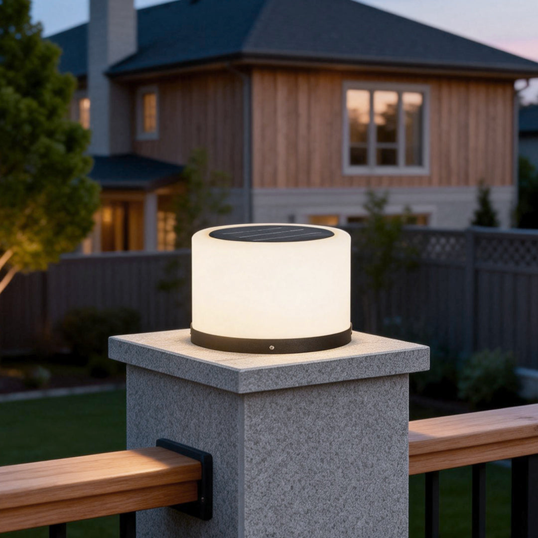 Round Pillar Lights Minimalist Solar-Powered Garden Light