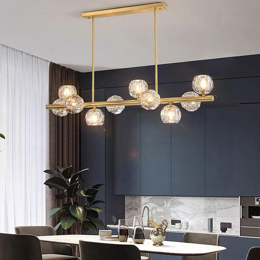 Gold Metal Crystal Chandeliers Globe Cluster LED Ceiling Light