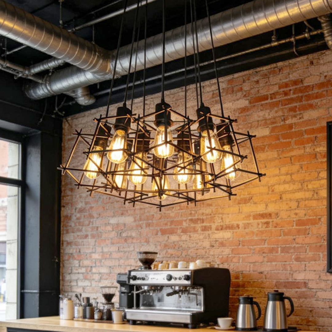 Cage Pandant Light Black Industrial Wire Lantern Ceiling Light