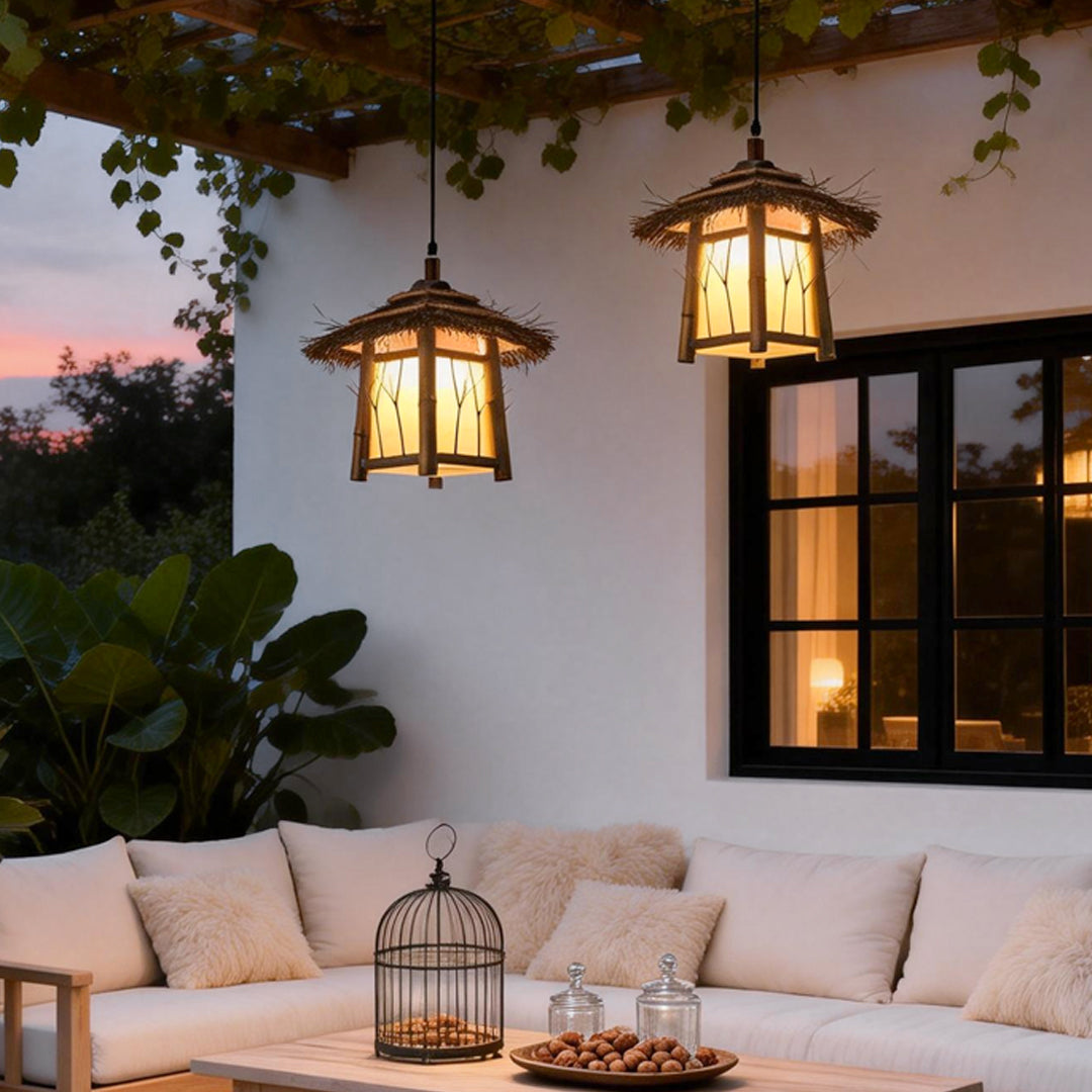 Bamboo Pendant Light Farmhouse Modern Atmosphere Lawn Light