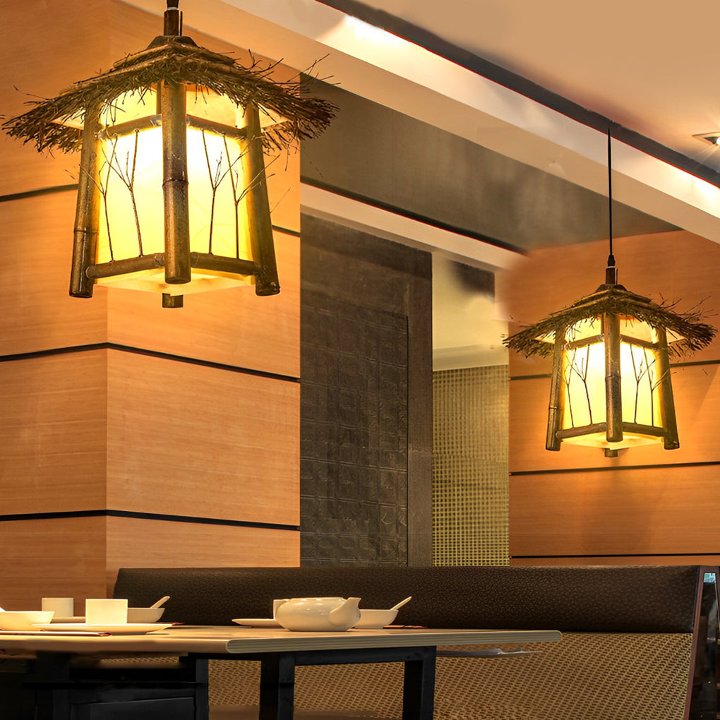 Bamboo Pendant Light Farmhouse Modern Atmosphere Lawn Light