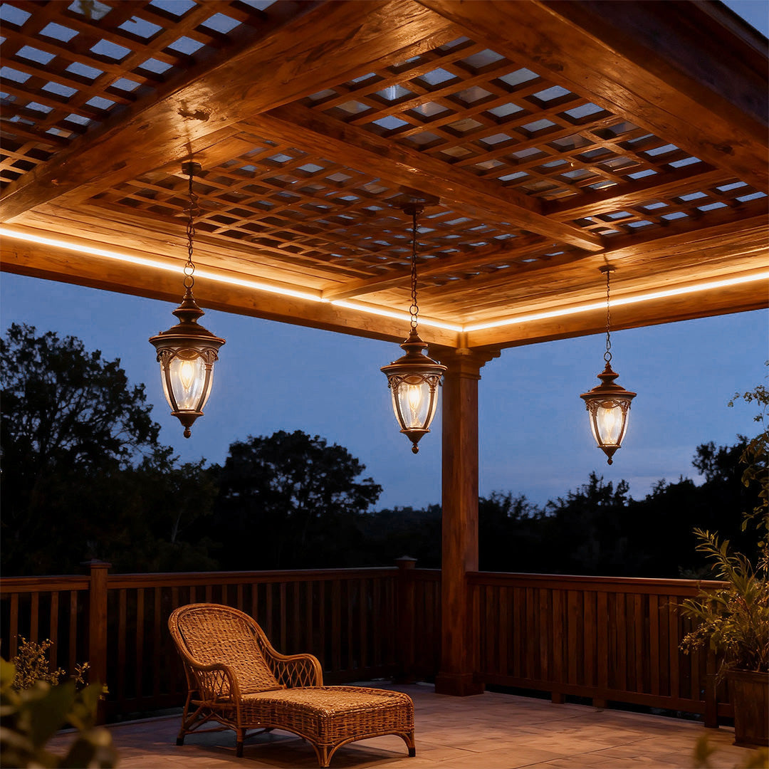 Pendant Porch Light with Adjustable Chain Outdoor Waterproof Light