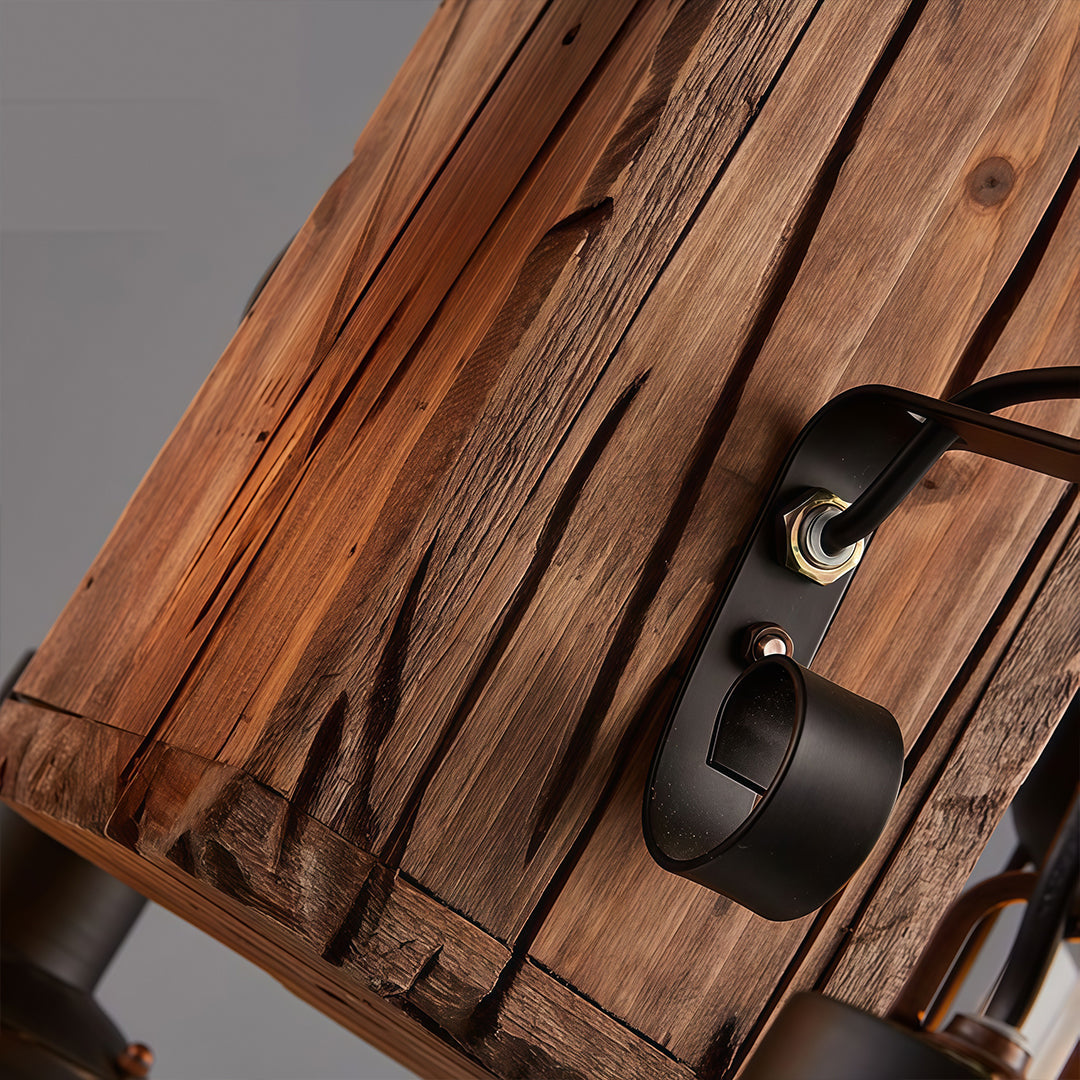 Rustic Wood Chandelier Classic Country Style 4-Light Lantern Lamp