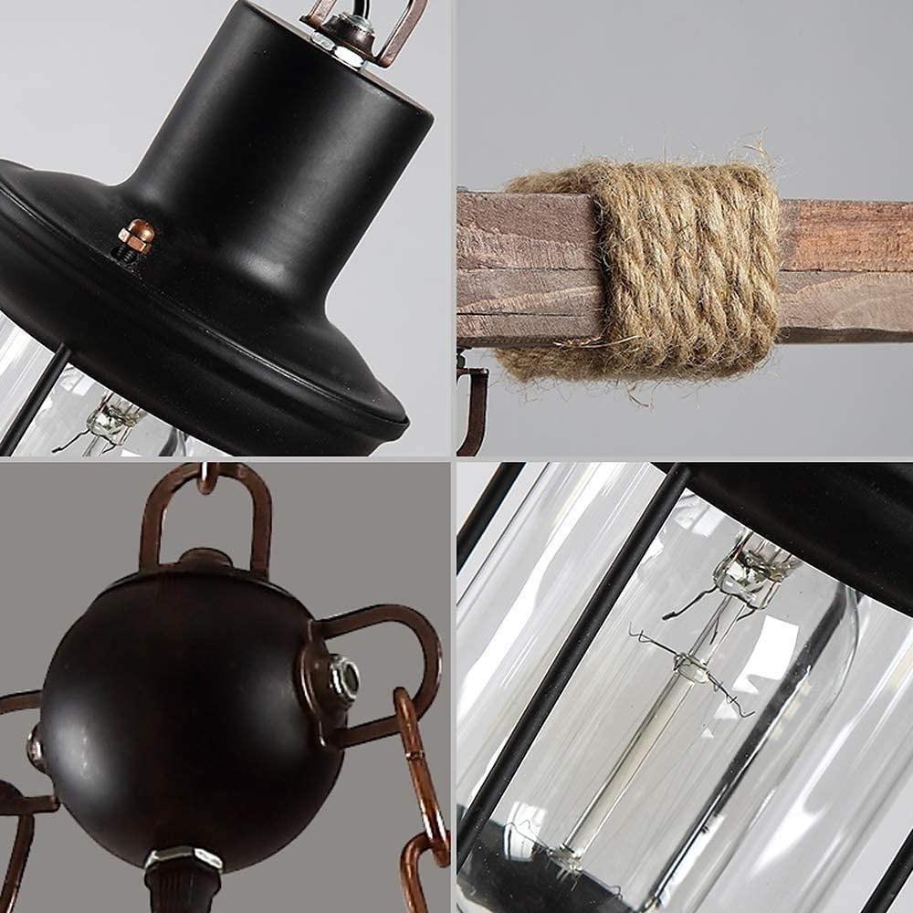Rustic Wood Chandelier Vintage Unique LED Ceiling Light
