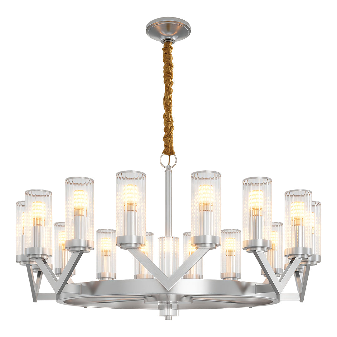 Glass Drop Chandelier High-End Luxury Copper Ceiling Light