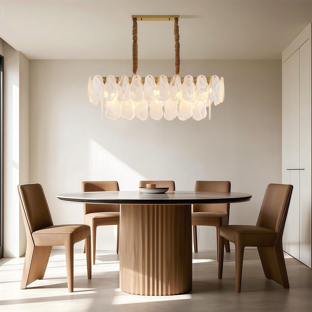 Midcentury Modern Chandelier Full-Copper Glass Ceiling Light