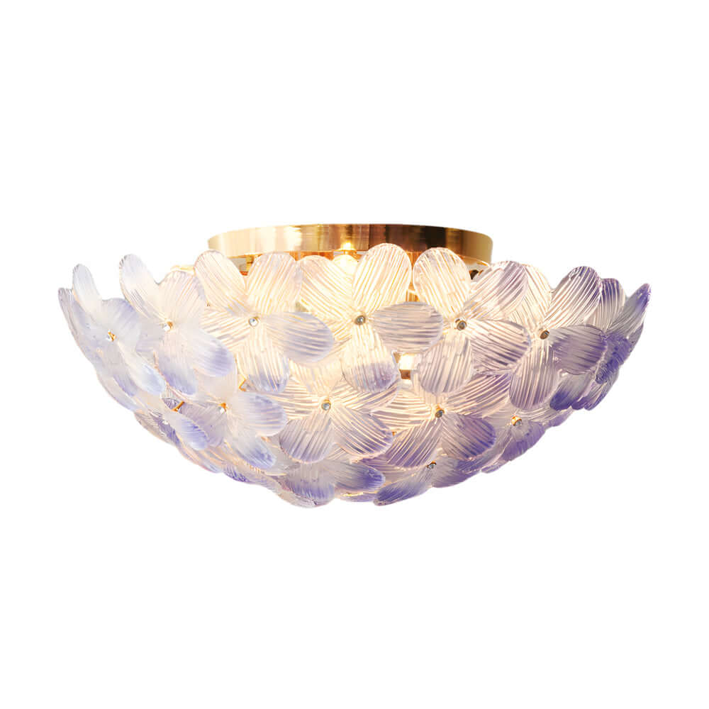 Glass Semi Flush Mount Ceiling Light French Petal Light