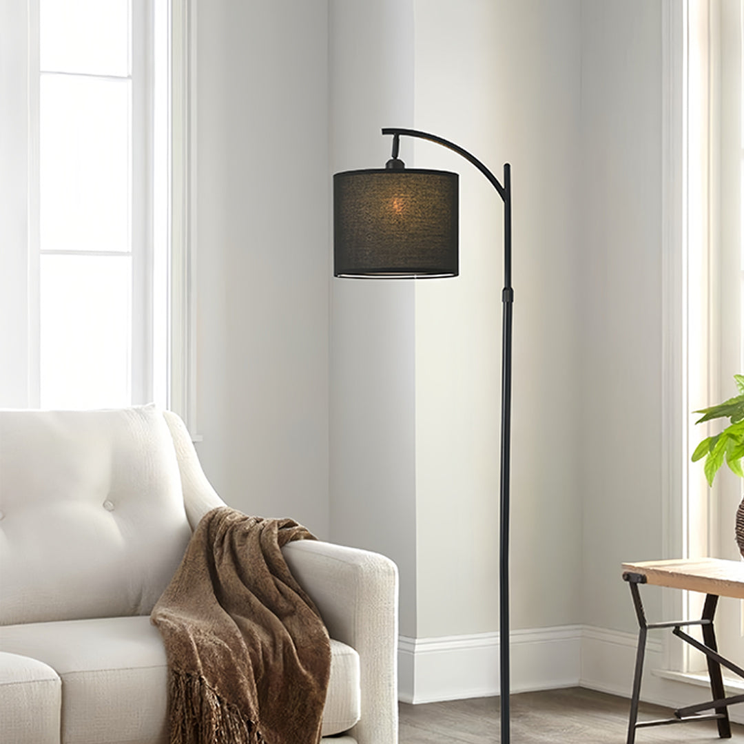 Fabric Shade Floor Lamp Minimalist Arc Metal Living Room Arched Lamp