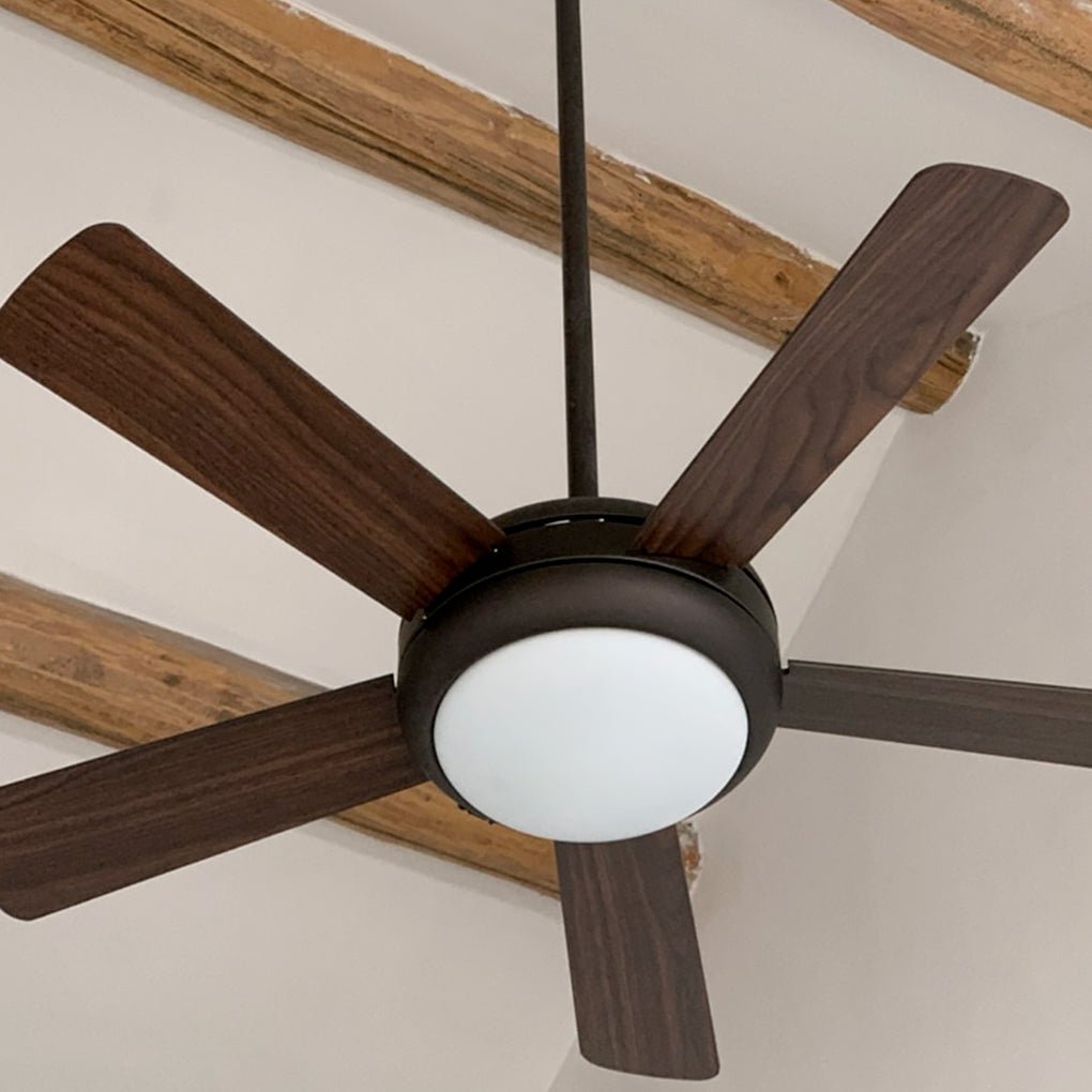 Semi-Flush Mount Ceiling Fan with Light Vintage Real Wood Light